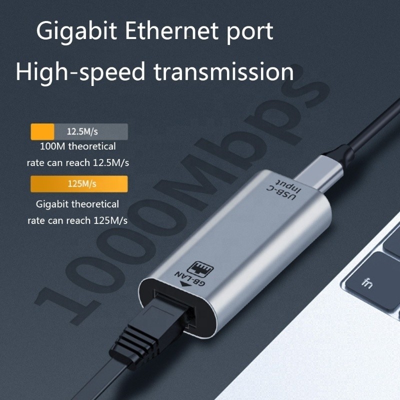 محول منفذ USB C الإناث إلى Ethernet 10/100/1000 Mbps سرعة للاتصال بالشبكة السريع