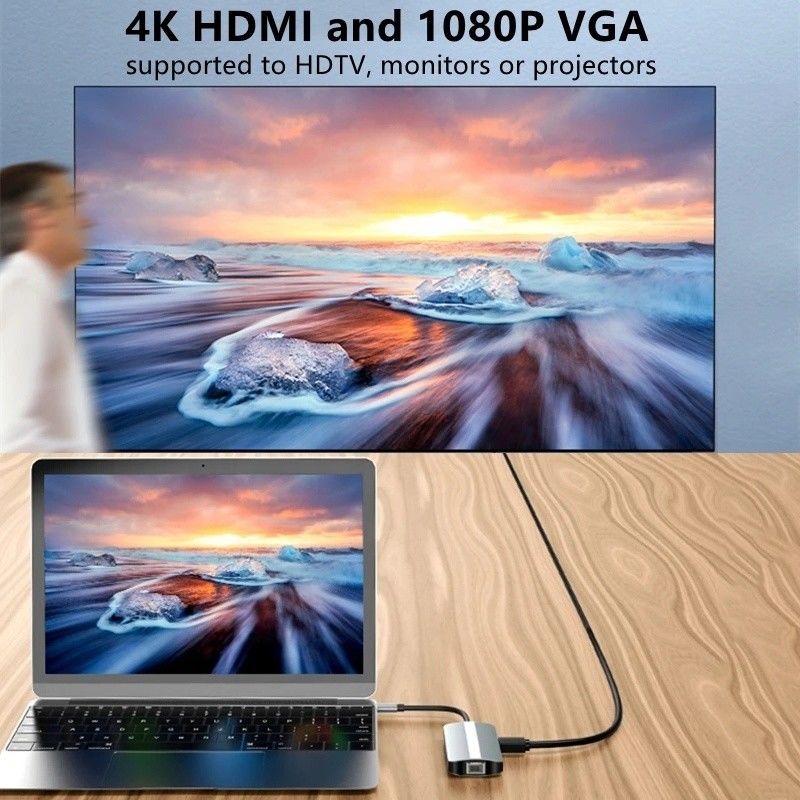 ماك نوت بوك 9 في 1 نوع C USB-C محور مع HDTV متعدد منفذ محطة توصيل محول