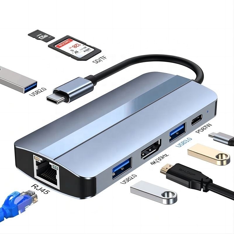 محطة رصيف USB C Type C Hub Multiport مع وظيفة شبكة شحن نقل الفيديو