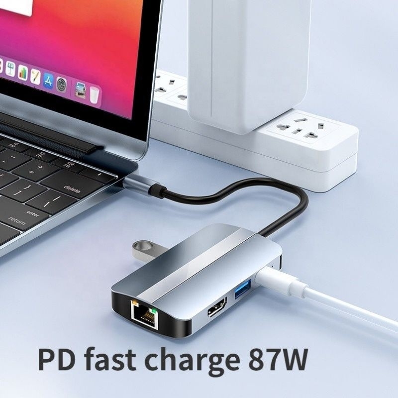 محطة رصيف USB C Type C Hub Multiport مع وظيفة شبكة شحن نقل الفيديو