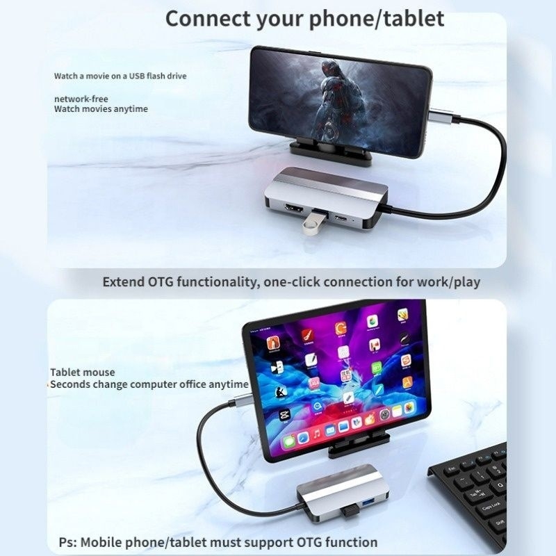 محطة رصيف USB C Type C Hub Multiport مع وظيفة شبكة شحن نقل الفيديو