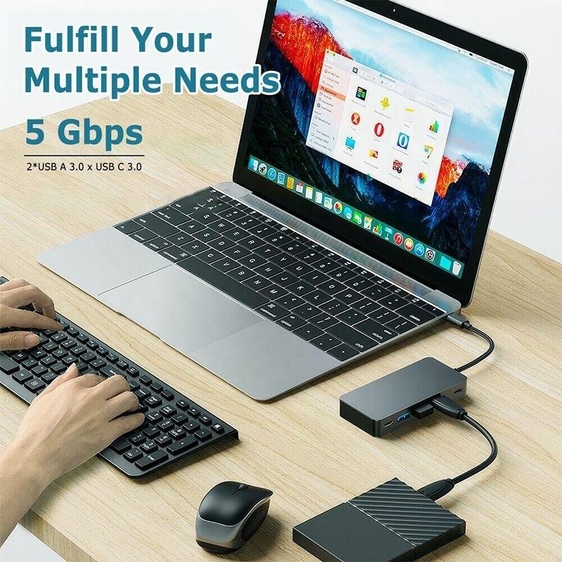 4K 30Hz HDMI مزدوج USB 3.0 محطة توصيل محول 7 في 1 Multiport USB C Type C Hub