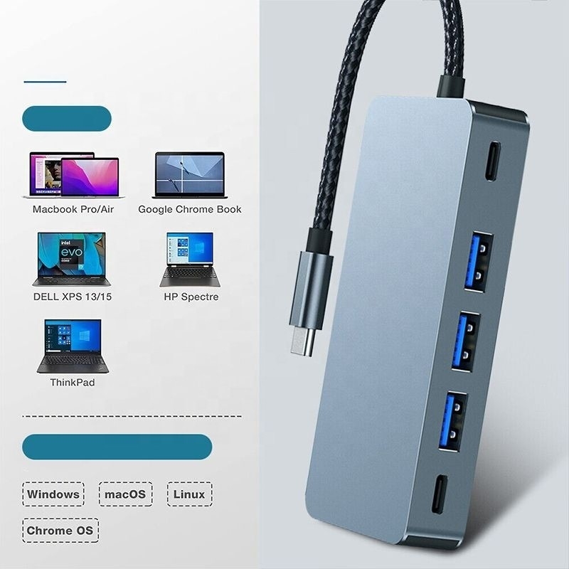 4K 30Hz HDMI مزدوج USB 3.0 محطة توصيل محول 7 في 1 Multiport USB C Type C Hub