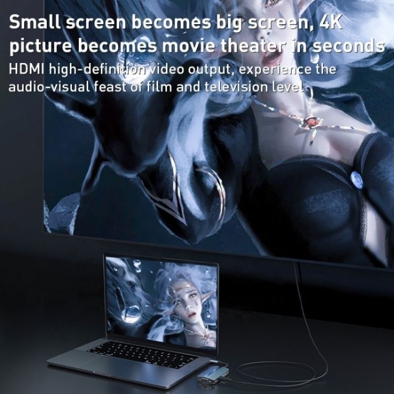 7-في-1 محول محور USB C من النوع C مع اللون الرمادي ومحطة رصيف HDMI VGA متعددة المنافذ 4K