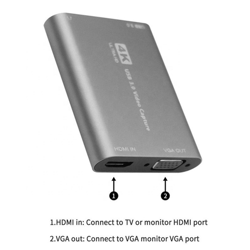 علبة بطاقة USB 3.0 HDMI لالتقاط الفيديو DVR مع ميكروفون VGA Loop Out لجهاز الكمبيوتر الكاميرا Xbox