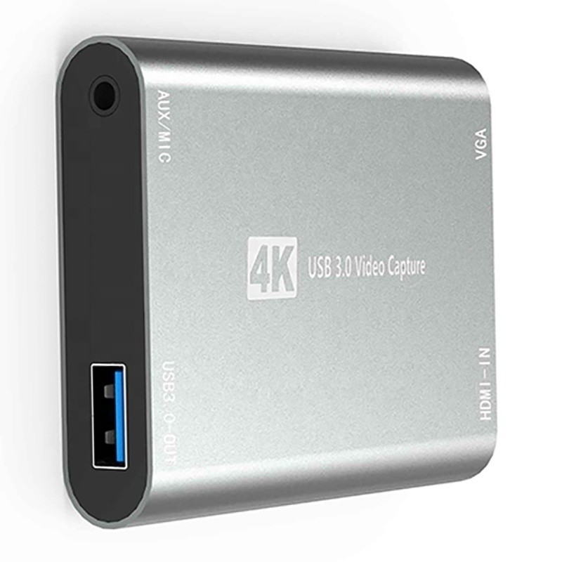 علبة بطاقة USB 3.0 HDMI لالتقاط الفيديو DVR مع ميكروفون VGA Loop Out لجهاز الكمبيوتر الكاميرا Xbox