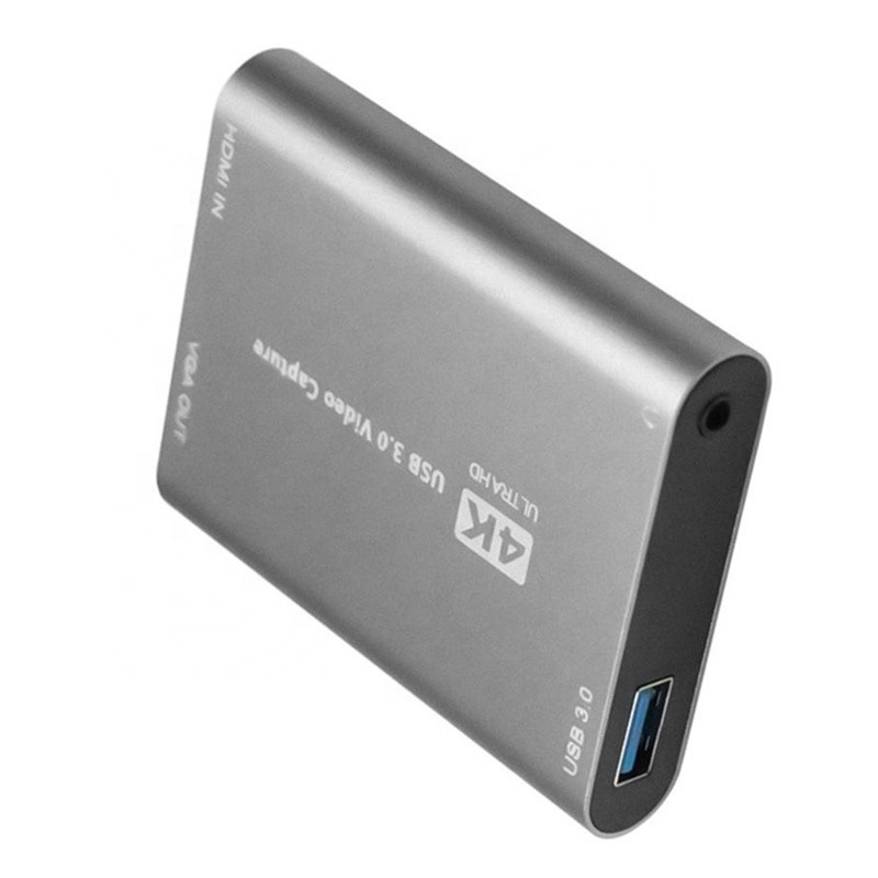 علبة بطاقة USB 3.0 HDMI لالتقاط الفيديو DVR مع ميكروفون VGA Loop Out لجهاز الكمبيوتر الكاميرا Xbox