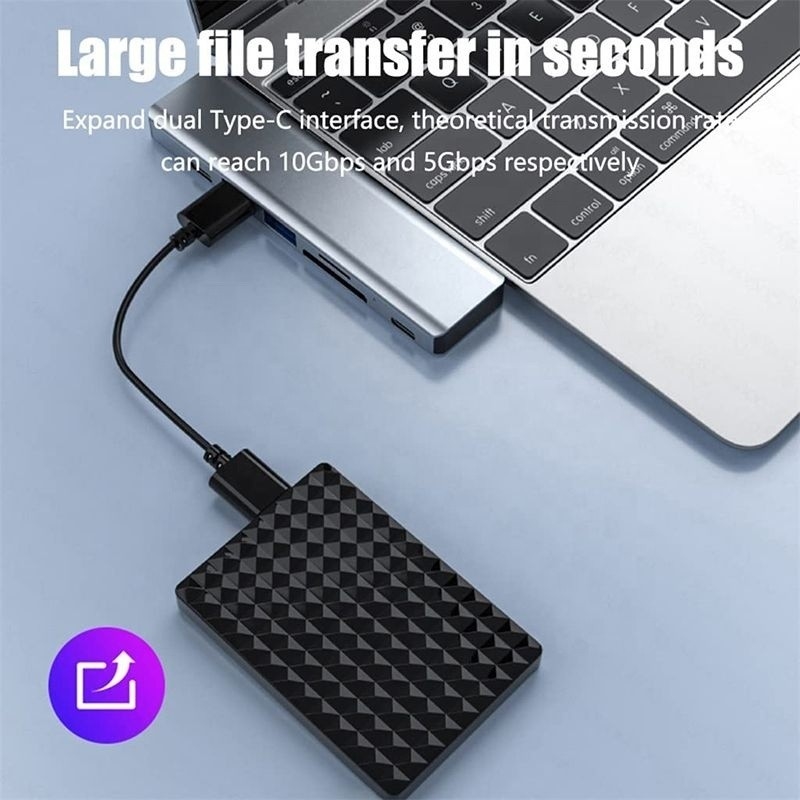 USB Type C 7-In-1 Multiport Dock Hub Adapter مع HDMI USB 3.0 USB 2.0 SD/TF PD الخروج