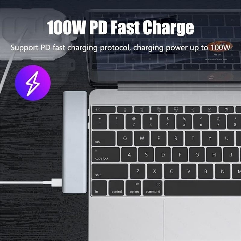 USB Type C 7-In-1 Multiport Dock Hub Adapter مع HDMI USB 3.0 USB 2.0 SD/TF PD الخروج