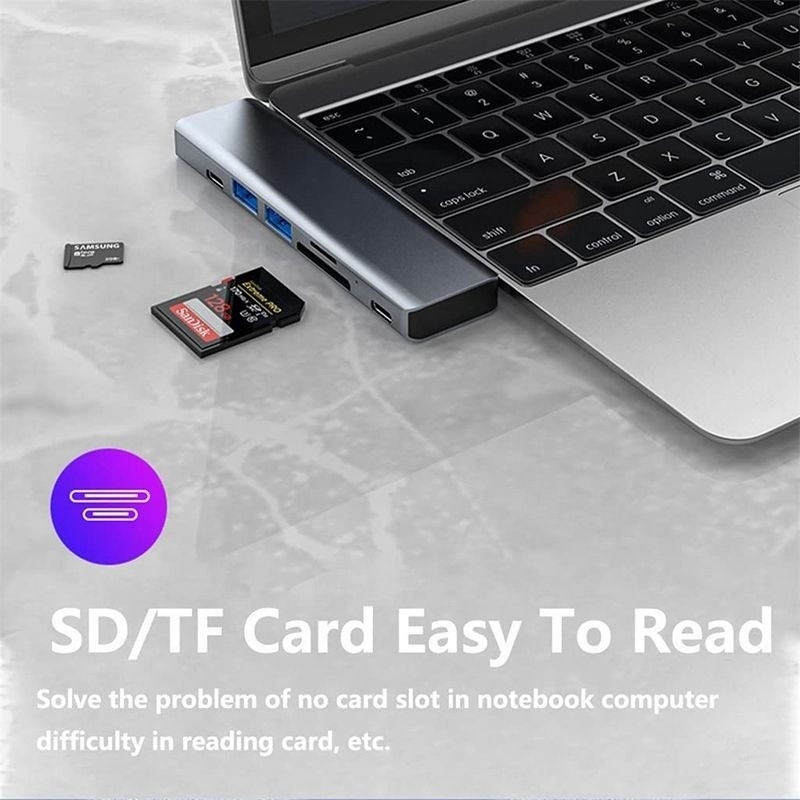 USB Type C 7-In-1 Multiport Dock Hub Adapter مع HDMI USB 3.0 USB 2.0 SD/TF PD الخروج