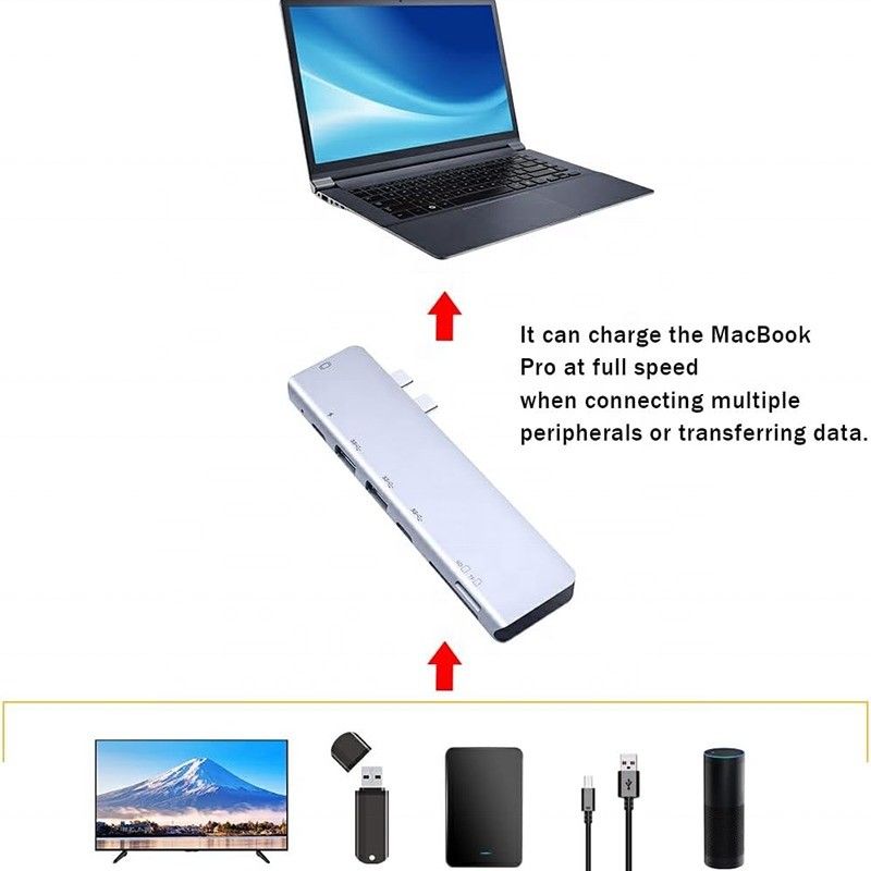 USB C Type C 4K 30Hz HDMI USB 3.0 TF SD محطة توصيل محور المحولات لـ Macbook Pro