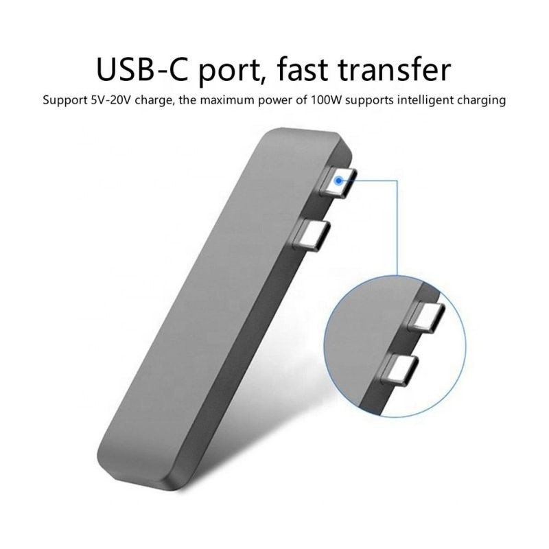 محطة توصيل 7-في-2 محور مع إدخال ذكر مزدوج من النوع C ونوع واجهة USB 3.1