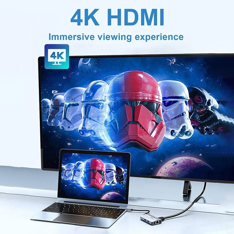 12-في-1 محول USB C OEM Multiport Hub مع 4K HDMI USB 3.0 RJ45 Lan Ethernet