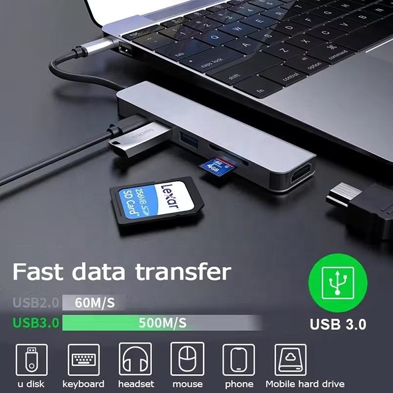 محور محطة توصيل USB 3.1 مع قارئ بطاقة SD USB3.0 TF 4K HDMI و 87W PD الشحن