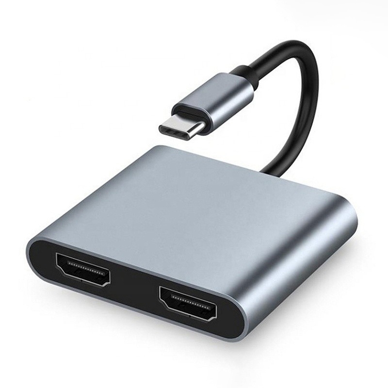 4-في-1 USB C إلى مزدوج 4K HDMI MST محول لشحن نقل البيانات وإخراج الفيديو