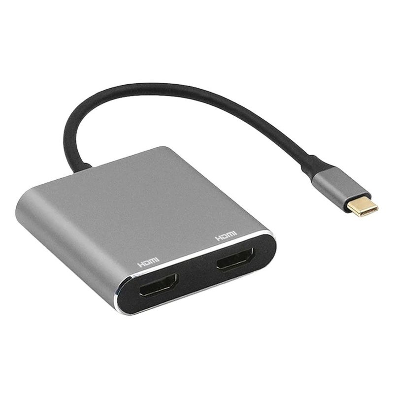 محطة توصيل 4 في 1 مع منفذين HDMI مزدوجين 4K ومحول USB-C Type-C إلى HDMI مزدوج