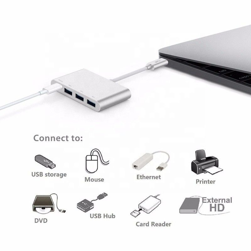 USB 3.1 واجهة 4-في-1 نوع C محور محول متعدد لنقل البيانات السريع