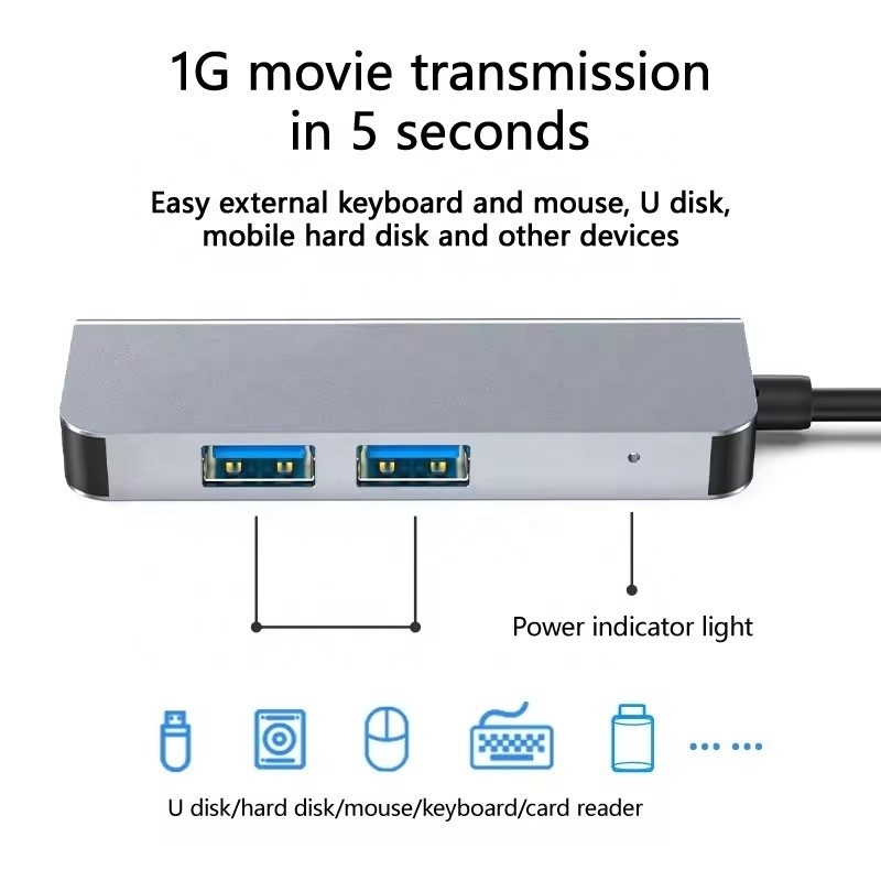 محور USB C مع 4K HDMI و High-Speed USB 3.0 متوافق مع Windows Mac