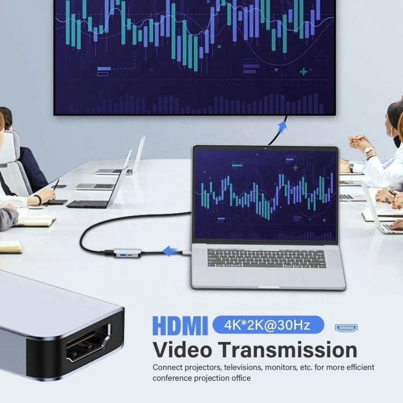 USB 3.1 / USB Type-C Hub Adapter Docking Station مع 4K HDMI USB3.0 USB 3.0 Type C PD