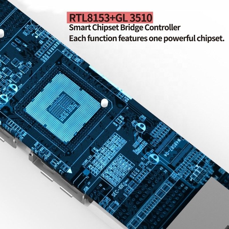 USB 3.1 Type C إلى 9 منافذ USB3.0 Hub مع Gigabit Ethernet RJ45 Lan Port Adapter رمادي
