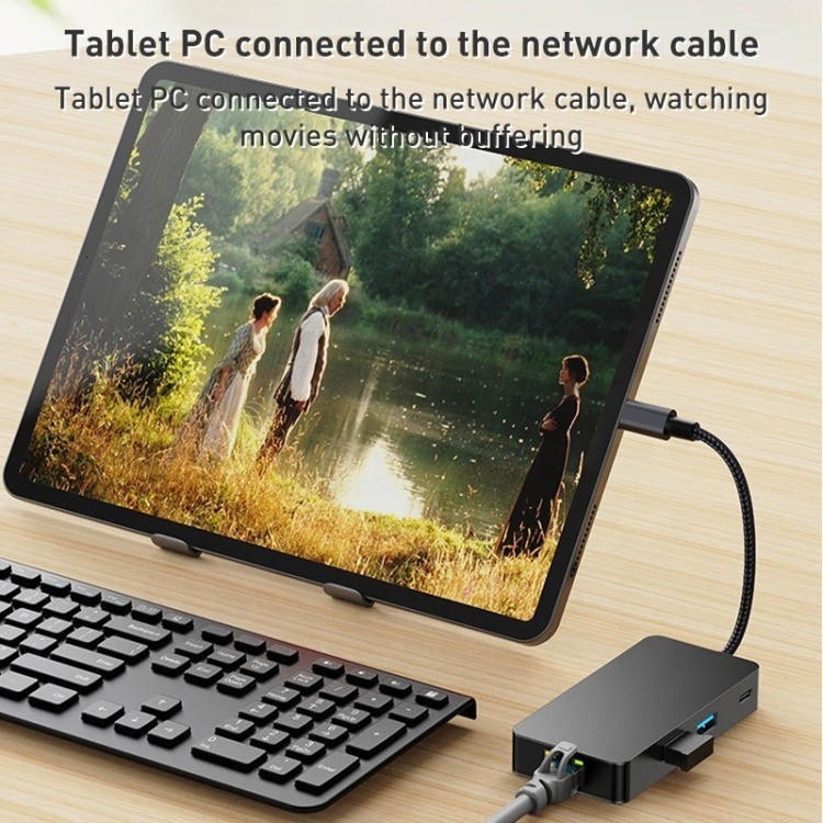 8-In-1 Multiport Adapter USB-C Hub مع HDMI 3 USB3.0 RJ45 و PD Output 5-8 منافذ