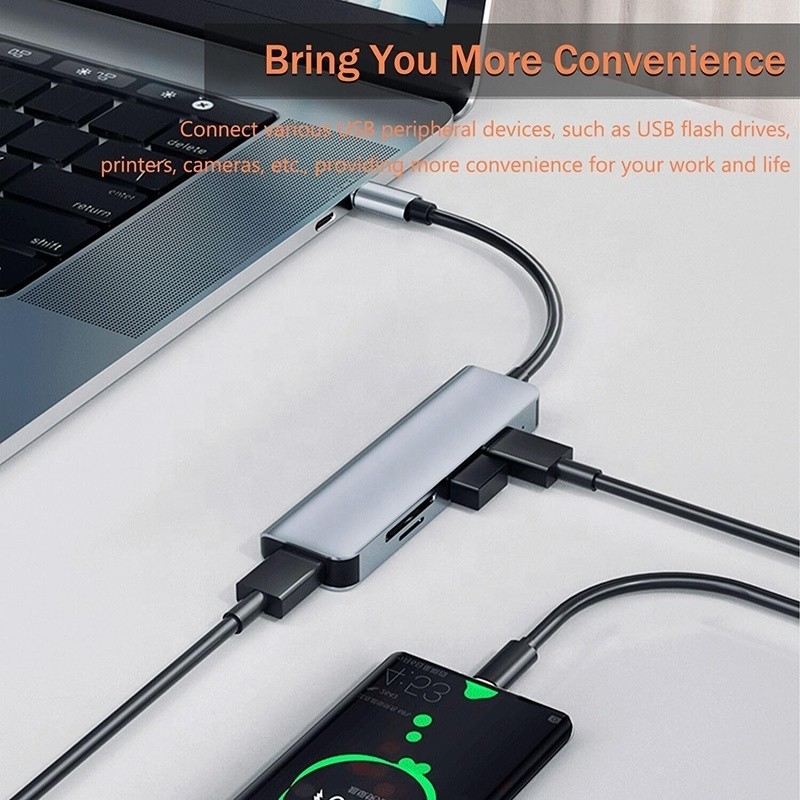 USB A/C مدخل USB 3.0 Type C Multiport Adapter Docking Station مع قارئ بطاقات SD/TF