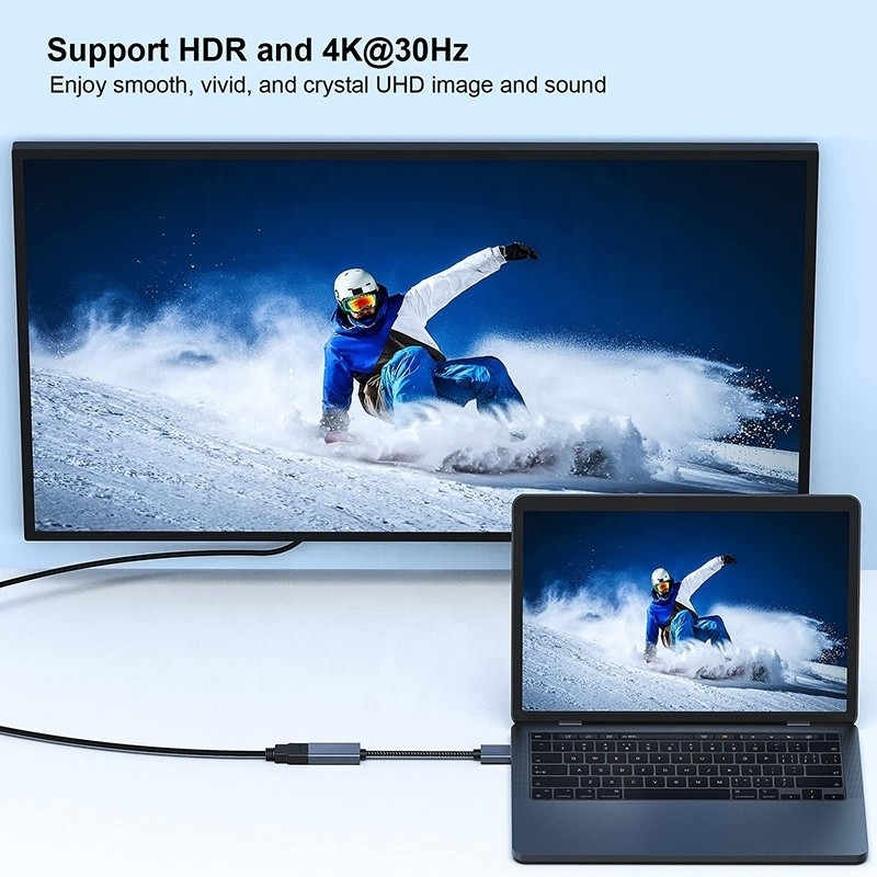 4K دقة USB C محور العرض إلى HDMI محول كابل الذكور إلى الإناث 1080P 4K30Hz 4K60Hz