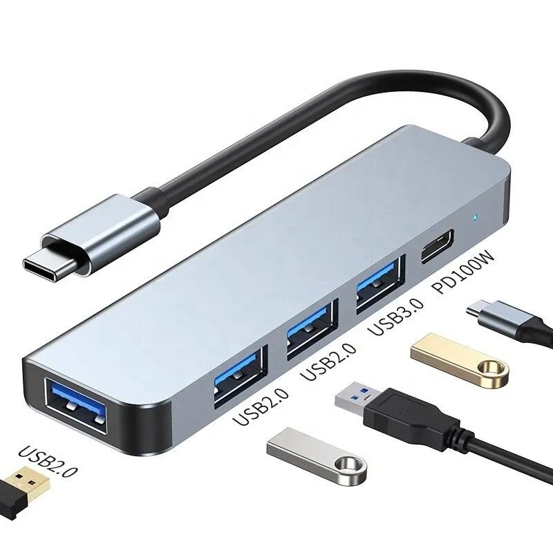 9-في-1 محور محول USB C من النوع C مع شحن 100W PD ومخرج USB3.0 3 * USB2.0