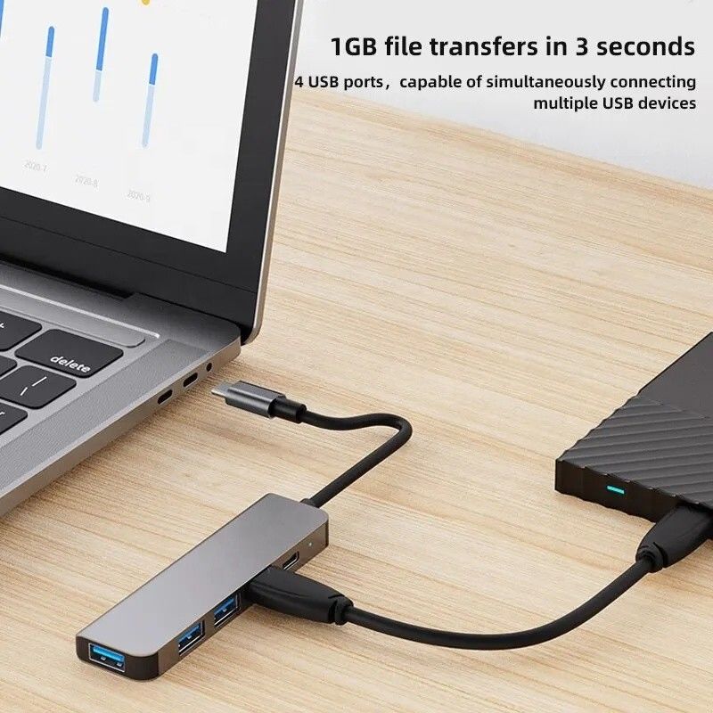 9-في-1 محور محول USB C من النوع C مع شحن 100W PD ومخرج USB3.0 3 * USB2.0