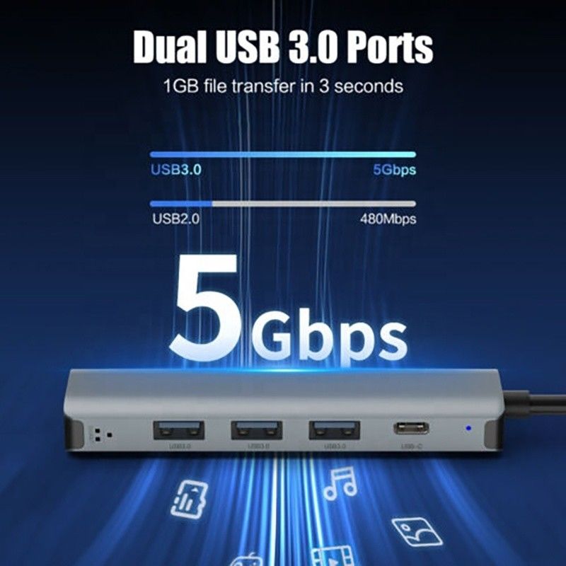محطة توصيل USB C Hub مع واجهة USB 3.1 و RJ45 Gigabit Ethernet