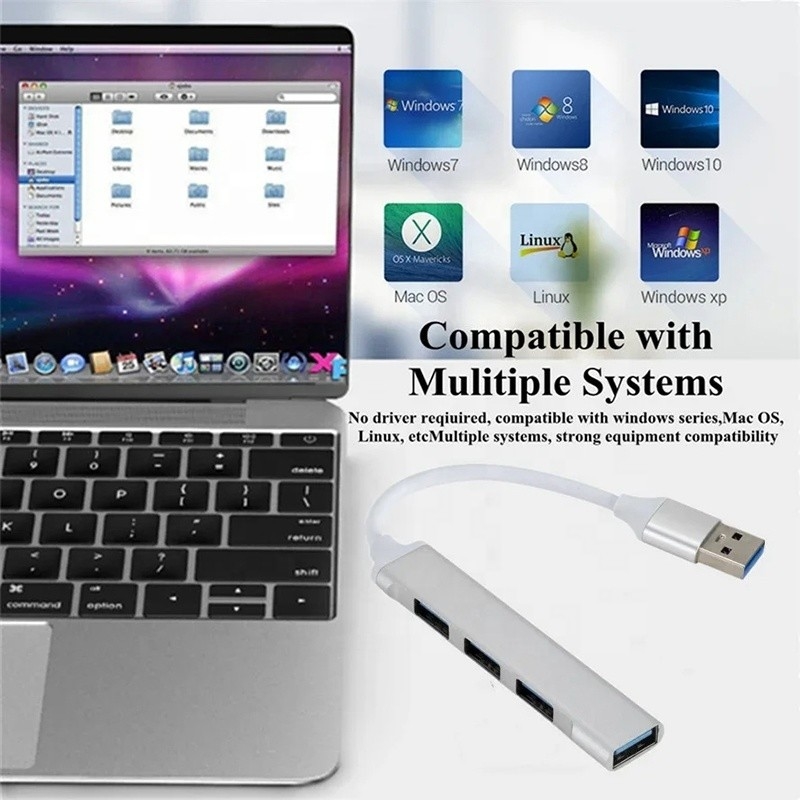 الألومنيوم 4 منفذ USB Type-C إلى USB 3.0 2.0 مركز البيانات لنقل البيانات عالية السرعة
