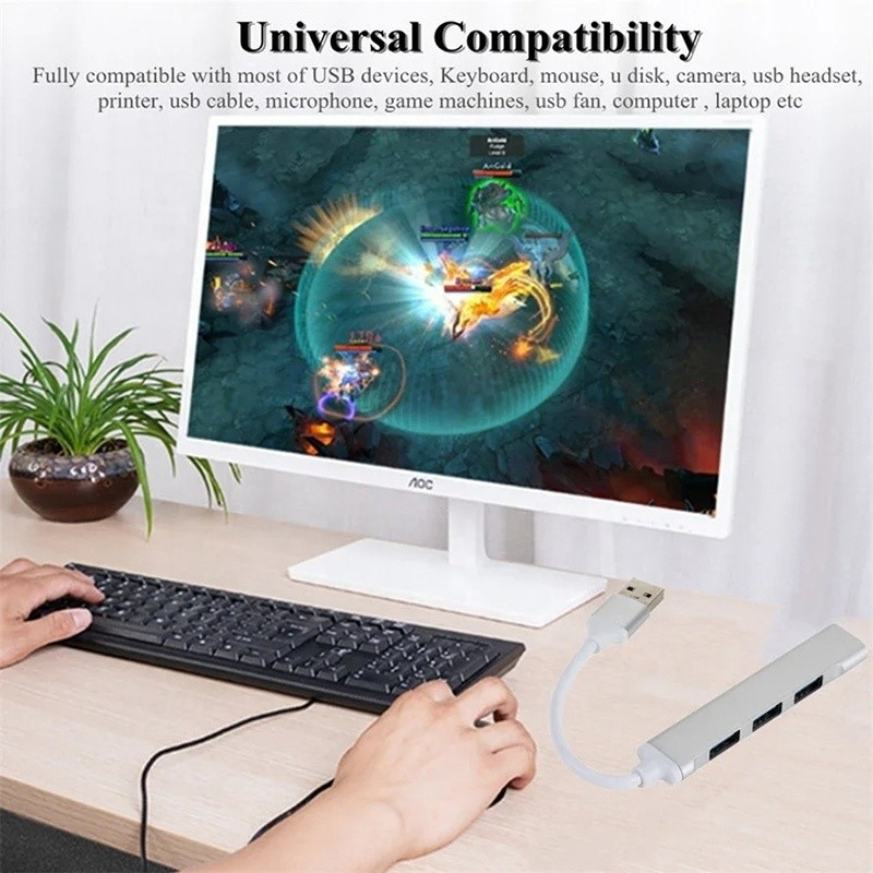 الألومنيوم 4 منفذ USB Type-C إلى USB 3.0 2.0 مركز البيانات لنقل البيانات عالية السرعة