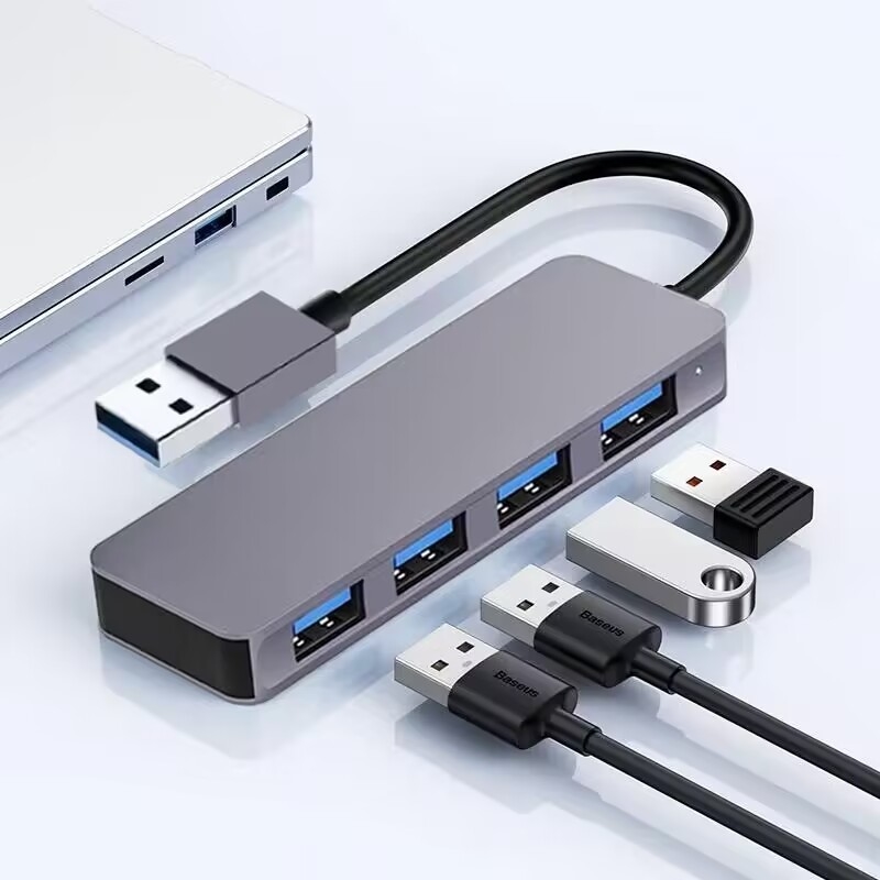 سرعة عالية 4 منفذ USB 3.0 HUB 5Gbps USB C المحمول مع محول الطاقة للكمبيوتر المحمول Mac