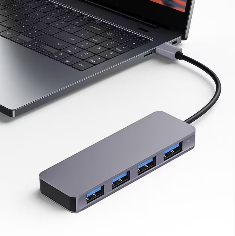 سرعة عالية 4 منفذ USB 3.0 HUB 5Gbps USB C المحمول مع محول الطاقة للكمبيوتر المحمول Mac