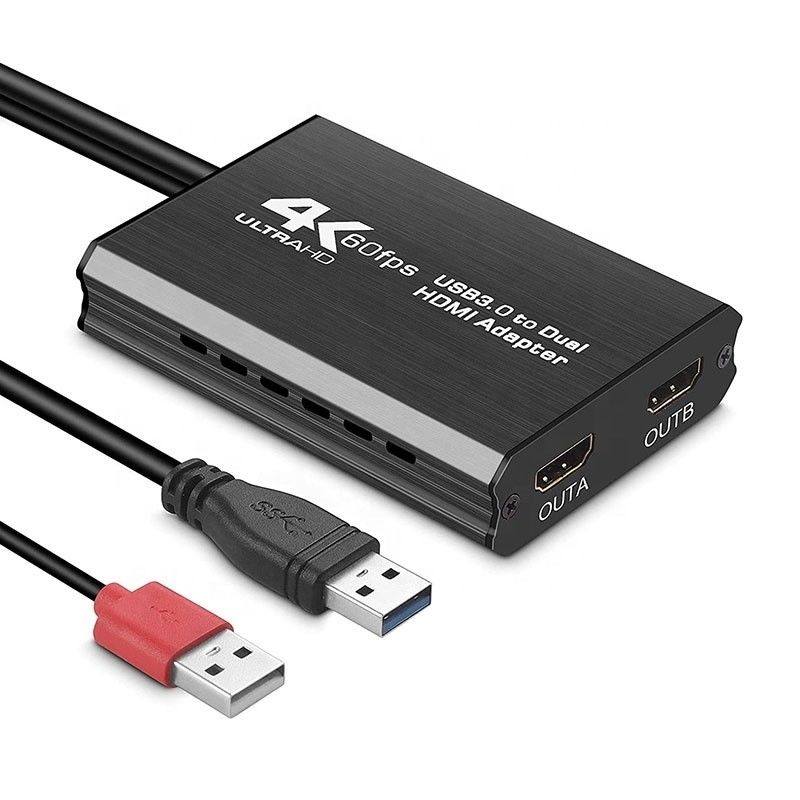غير محمي USB 3.0 مزدوج HDMI x2 مبدل الصوت الخروج محول لمراقب الكمبيوتر المحمول
