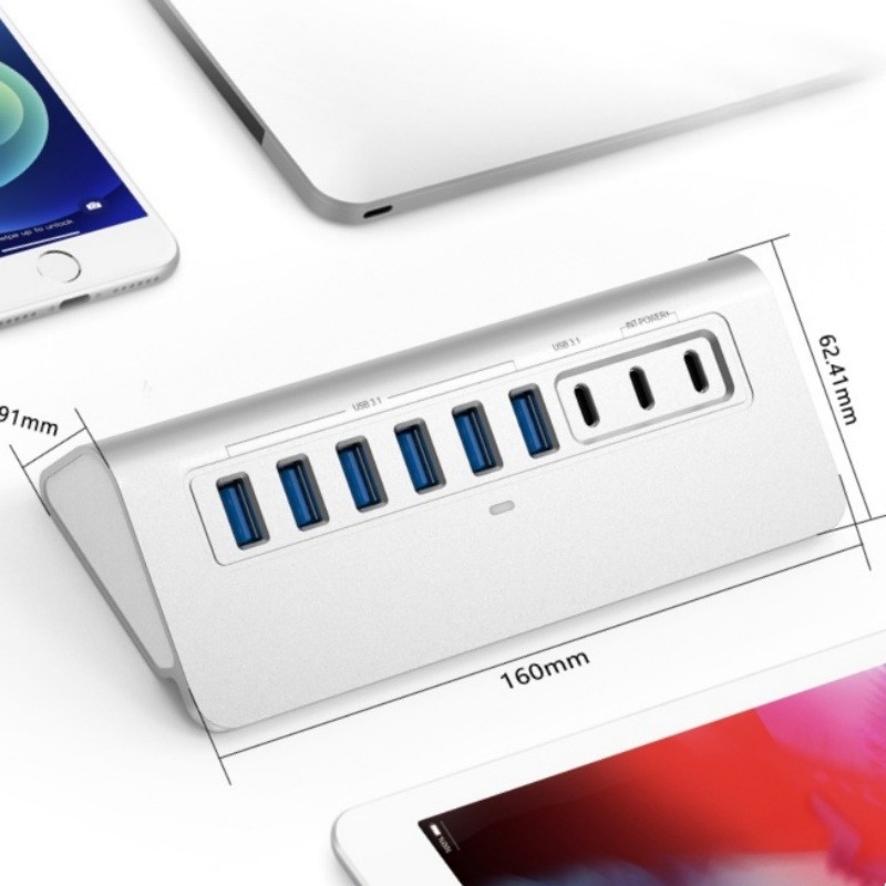 محور USB من النوع C مع منفذ من النوع C ومادة سبيكة الألومنيوم