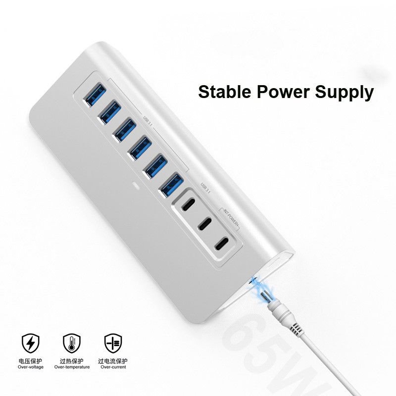 10 منافذ USB C Hub محمول USB C Hub نوع C إلى 4 منافذ USB A لجهاز كمبيوتر لوحي