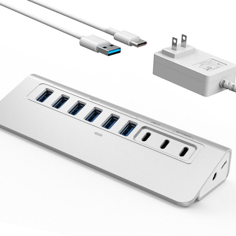 10 منافذ USB C Hub محمول USB C Hub نوع C إلى 4 منافذ USB A لجهاز كمبيوتر لوحي