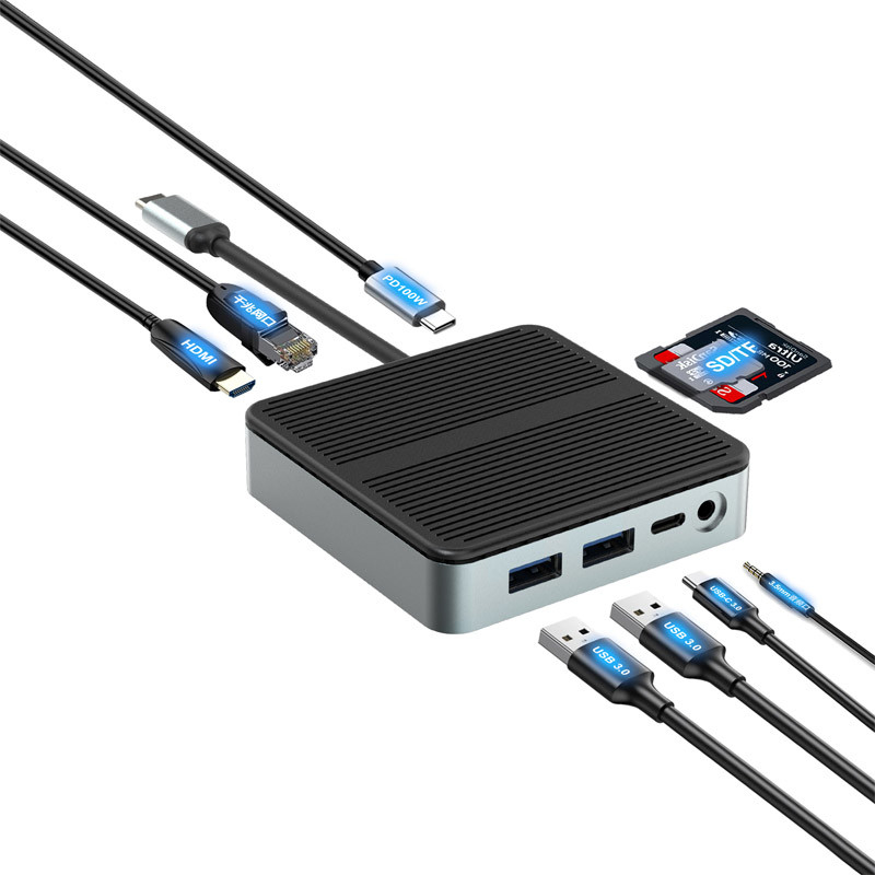 9 في 1 نقل بيانات سريع السرعة USB 3.0 منفذ محور نوع C منفذ إلى محول HDMI