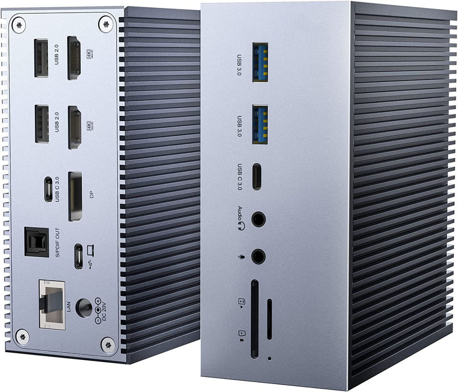 محطة توصيل الكمبيوتر المحمول USB C مزدوجة HD 4K 16-In-1 محطة توصيل مع دعم MST