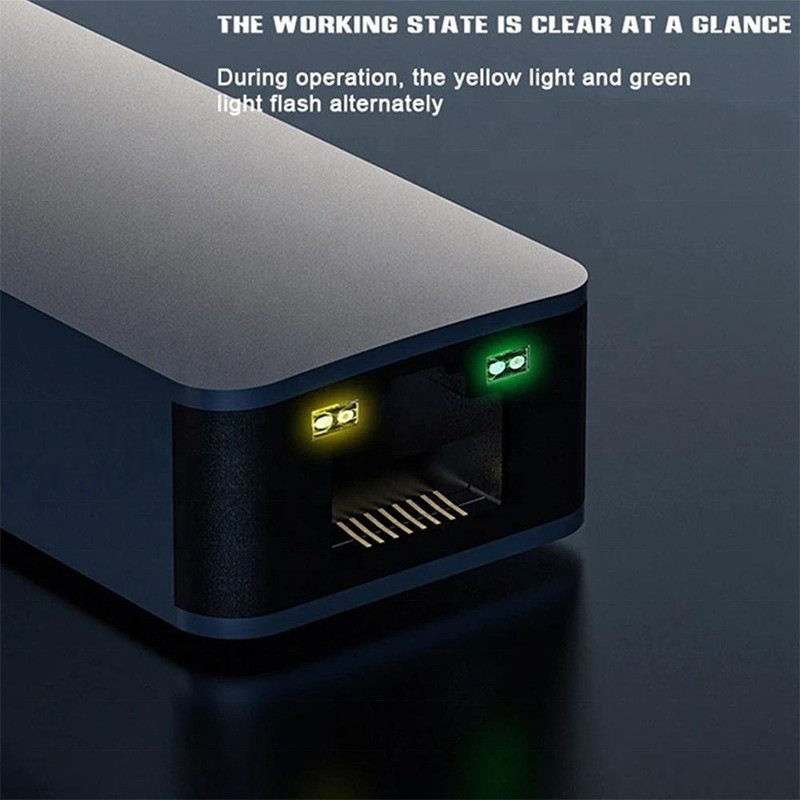 2 في 1 ألومنيوم USB 3.0 نوع C محول Ethernet للاتصال بالشبكة السريع والمستقر
