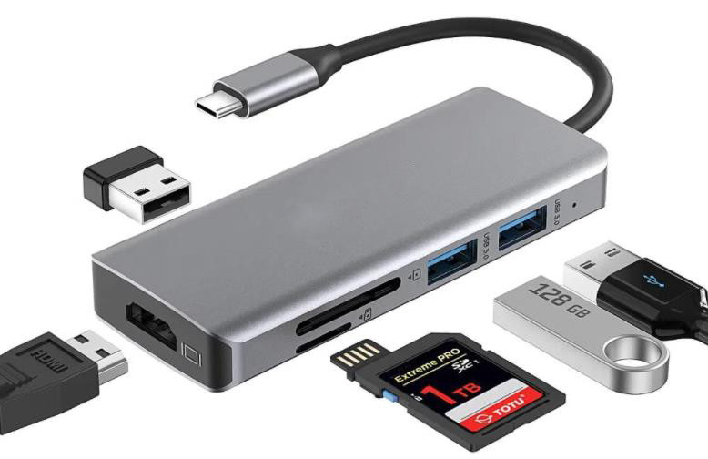 USB C Hub Type-C إلى USB 3.0 HDMI VGA RJ45 Lan SD TF الصوتية USB Grey Multiport Adapter