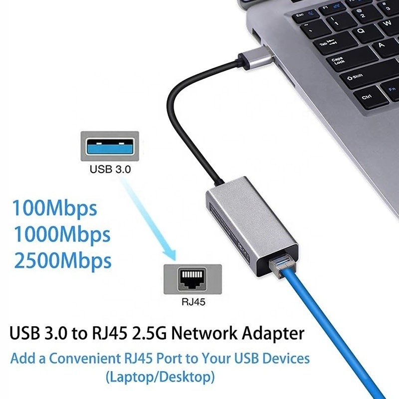 2500Mbps السرعة الفائقة 2.5G USB 3.0 محول بطاقة الشبكة مع 2.5G جيجابيت إثنر