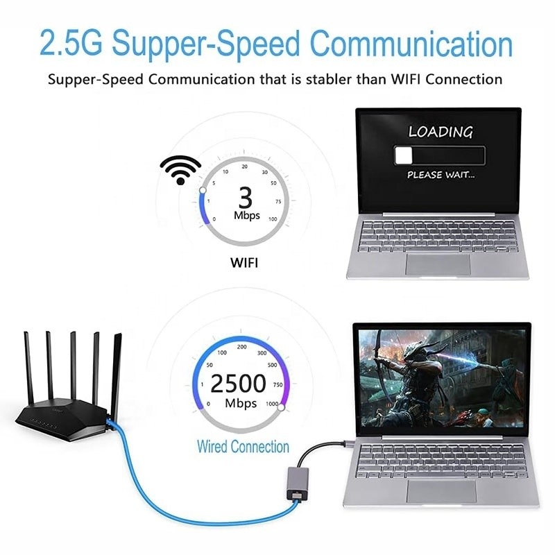 2500Mbps السرعة الفائقة 2.5G USB 3.0 محول بطاقة الشبكة مع 2.5G جيجابيت إثنر