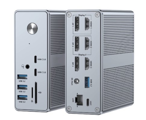 توفير الطاقة حتى 120 واط محطة توصيل محور USB-C مع قارئ بطاقات microSD3.0 مع الأداء