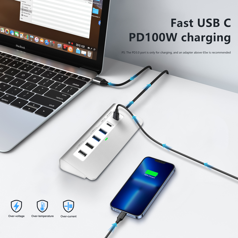 ميزات إضافية محطة توصيل 9 في 1 USB-C مع دليل المستخدم والتصميم المدمج