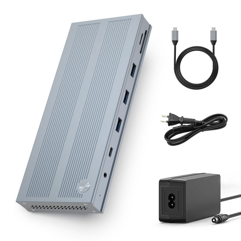 14 في 1 محطة توصيل USB-C مع Displaylink IC Type C إلى HDMI يدعم شاشات ثلاثية تصل إلى 4K سبيكة الألومنيوم و ABS