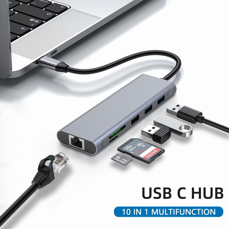 نوع C USB Multi Port Hub مكيّف USB Type-C يحتوي على منافذ USB 3.0 و RU6A-H2