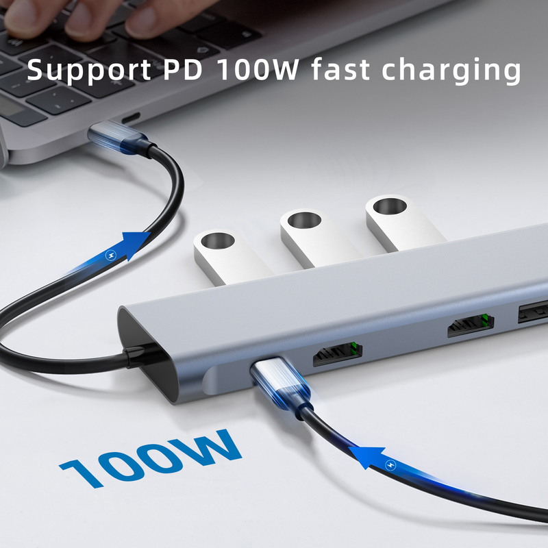 نوع C USB Multi Port Hub مكيّف USB Type-C يحتوي على منافذ USB 3.0 و RU6A-H2