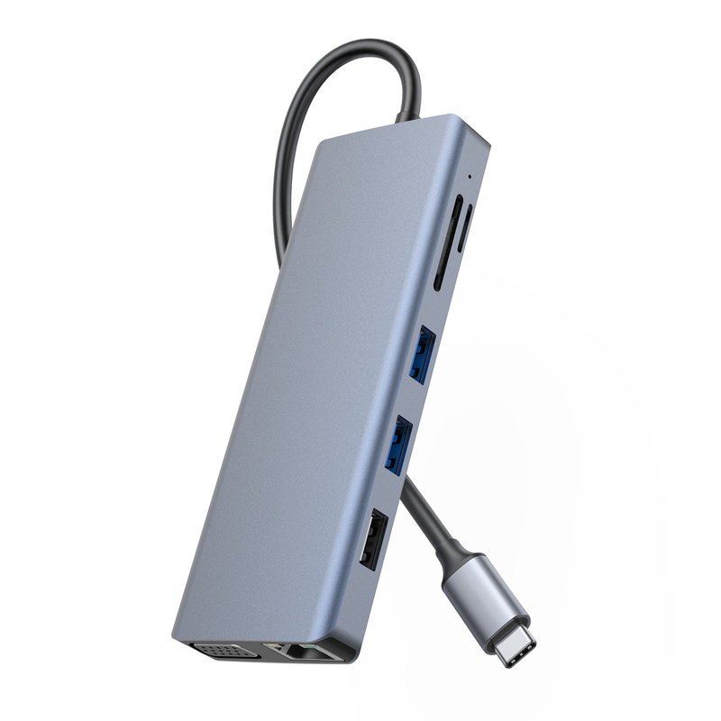 رابط رمادي لون USB 3.0 إنترنيت RJ45 HDMI 4K 12 في 1 محور USB C